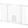 Extendable Dog Gate with Self-Closing Door, Made of Metal and ABS, 75-131x76 Cm, White
