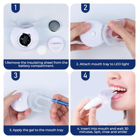Teeth Whitening Kit with 32 LED Gum Light Silicone Mouthpiece Gel Tube Portable IPX7 Waterproof Gum Health Toothache Relief Light Therapy Periodontal