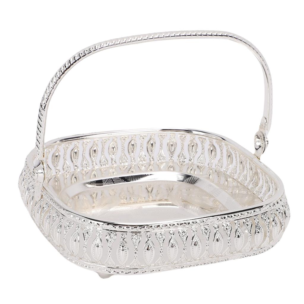 Metall Obst Servierschale Tablett Teller mit Griff Küche Esstisch Dekoration Aufbewahrungsbehälter