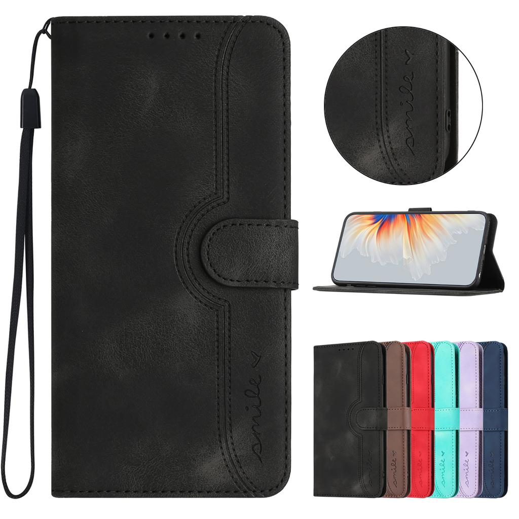 For Samsung Galaxy A17 5G/A17 4G/A26 5G/A16 5G/A16 4G Leather Case Wallet Stand Smile Imprinted Phone Cover with Strap