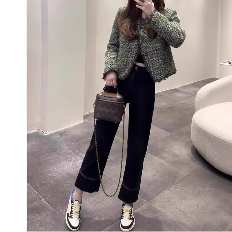

Autumn & Winter High Waist Women s Chic Straight Leg Jeans - Influencer Style Cigarette Pants XL чорний