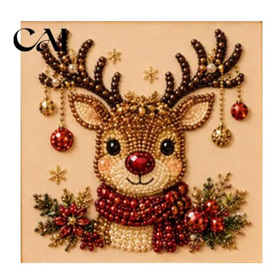 Beginner Friendly Faux Pearl Art Kit Xmas Painting Kit, Christmas 3D DIY Creative Winter Activities Holiday Craft Project for Adults, Festive