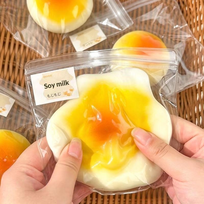 Kawaii Cartoon Egg Tart Antistress Foot Squishy Toy Fidget Squeeze Toy Mochi Squishy Stress Reliever Fidget Toys A1