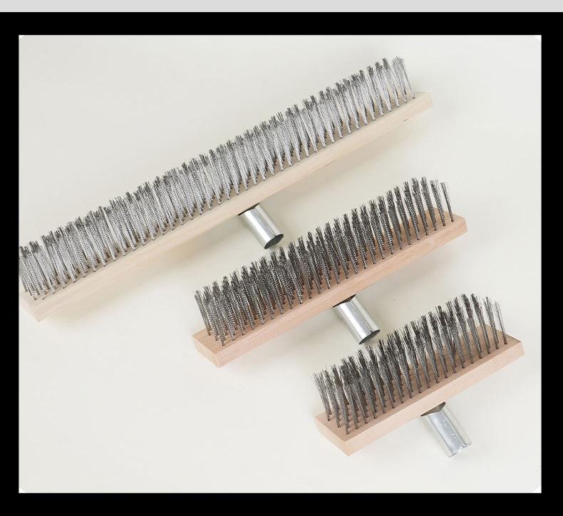 Stainless Steel Long Handle Outdoor Floor Scrub Brush with Stiff Bristles