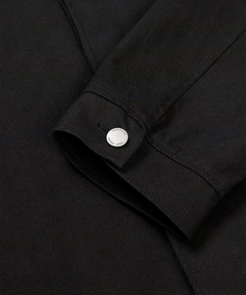 West Grand Boulevard Hidden Button Soft Cotton Trucker Jacket Black