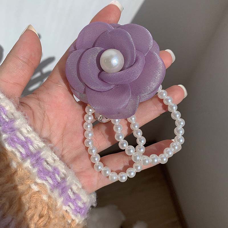 Korean White Camellia Flower Pearl Hair Rope For Women Sweet Elastic Ponytail Hair Holder Scrunchie Hair Accessories