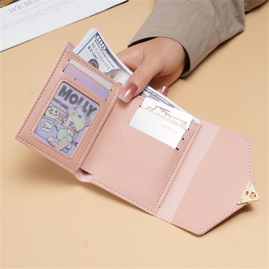 simple purse female students Korean short cute mini coin purse  heart-shaped buckle ladies wallet