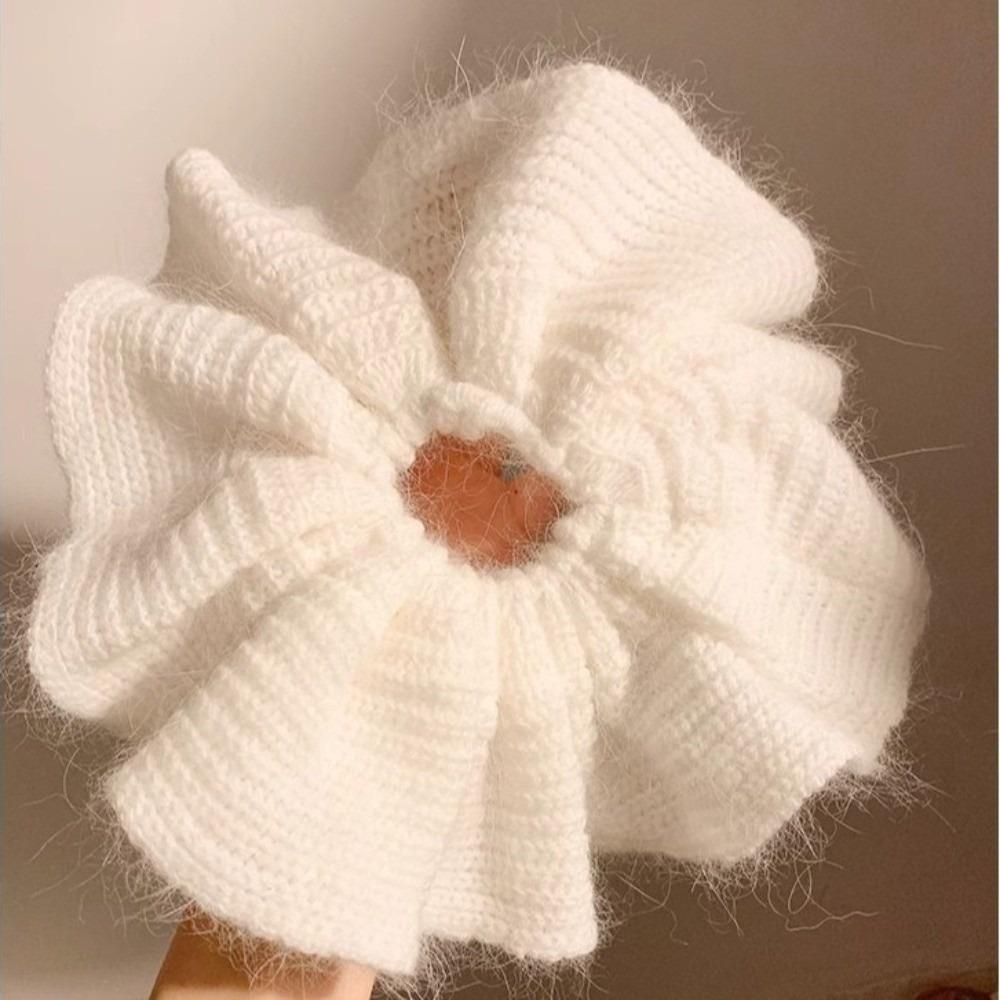

Knit Plush Hair Scrunchies Large Hair Bun Hair Cord Hairpiece Hair Accessories белый