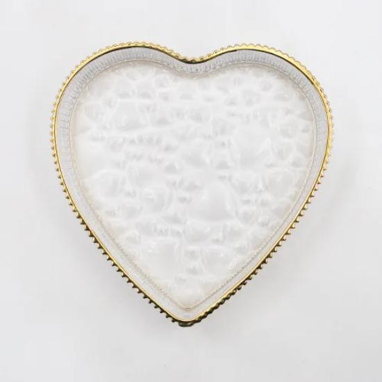 Nordische Herzform Transparente Glas Speiseplatte für Kreative Goldrand Obstsalat Dessert Frühstück Gericht Tischgeschirr Geschirr