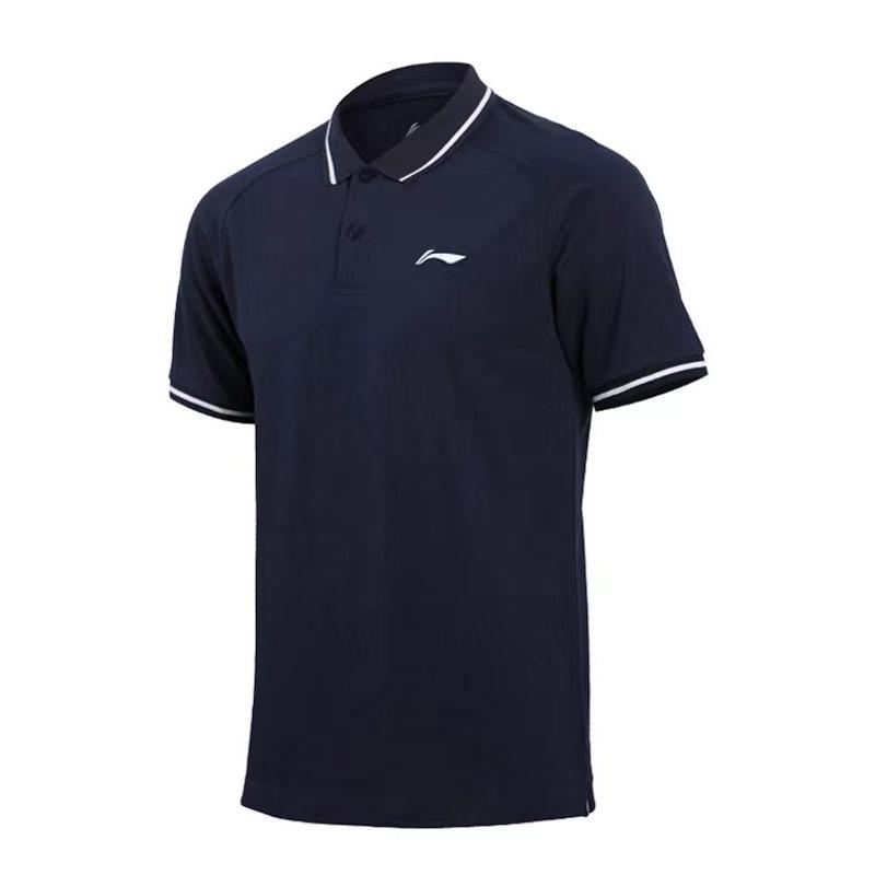 

Li Ning Logo Slim Fit Breathable Прямой покрой Повседневная рубашка поло с коротким рукавом Мужские рубашки поло Синий APLT121-5 S