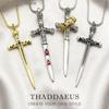 Sword Pendant Link Chain Necklace Summer New Fine Jewelry Europe 925 Silver Vintage Gift For Women Men