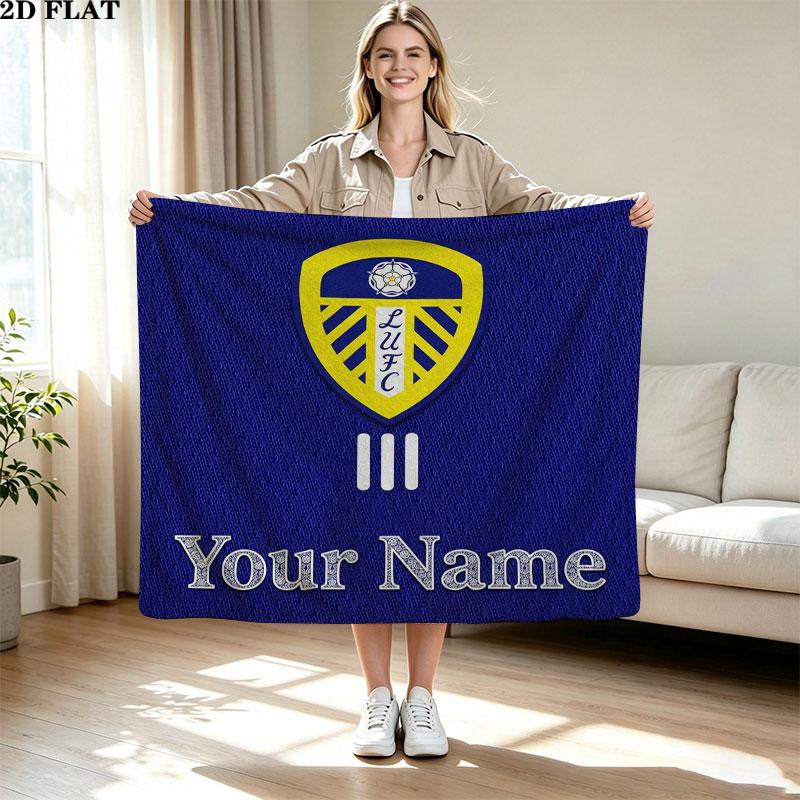 1PC Leeds United Custom Name Patterned Flannel Blanket Suitable For All Seasons for Home Decor Warmth and Comfort Gifts Holiday Present