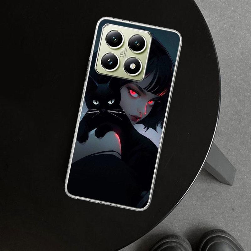 Anime Girls Cute Black Cat Phone Case Cover for Xiaomi Redmi Note 15 14 13 12 11 Pro Plus 14S 12S 11S 11T 11E 10S 10 Customized