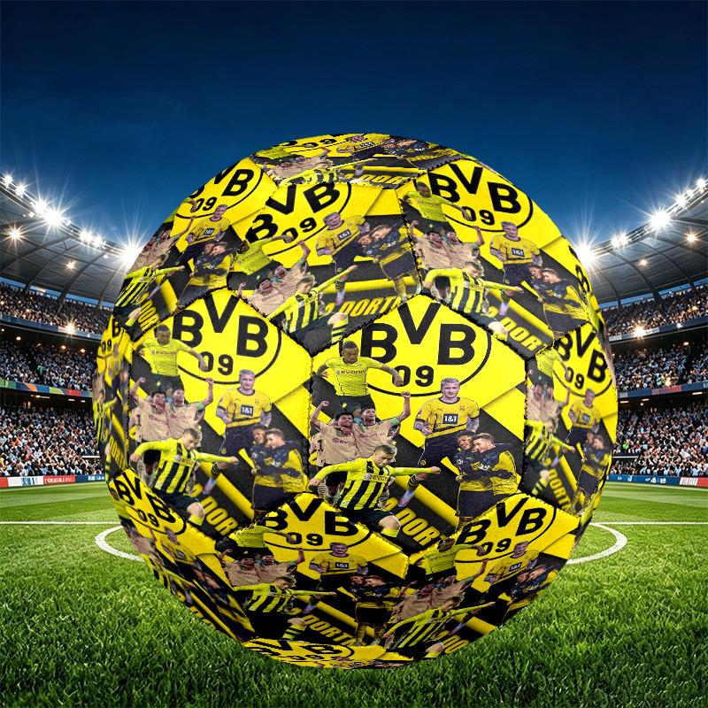 Borussia Dortmund Print Size 5 Soccer Ball, PU Wear Resistant Football for Match Training and Daily Practice, Birthday Gift for Soccer Fans