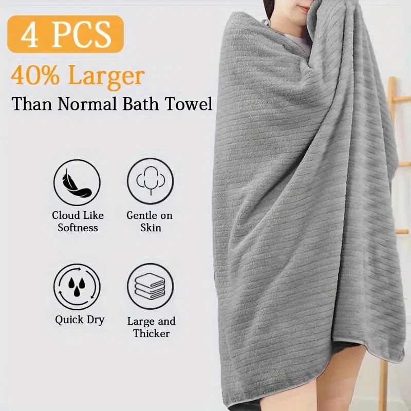 4pcs Oversized Bath Towels Set Ultra Soft Microfiber Comfortable Good Absorbency Multi-functional Use Suitable for Family Hotels