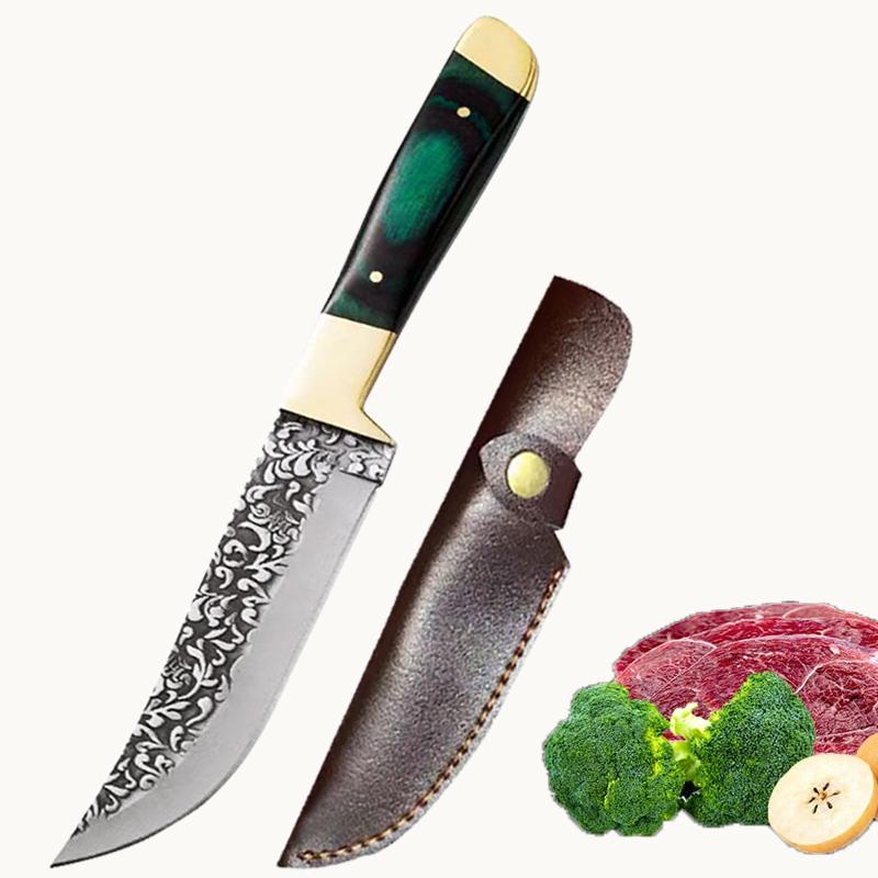 Stainless Steel Boning Knife Meat Cleaver Kitchen Mongolian Hand Meat Knife Roasted Whole Lamb Steak Knife with Knife Cover