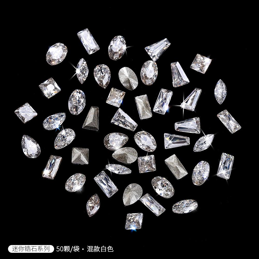 Mini Pointed Bottom Zircon Nail Art Small Zircon K9 Micro Zirconium Horse Eye Drill Pointed Bottom Mixed Water Drop Drill Nail Diamond Jewelry