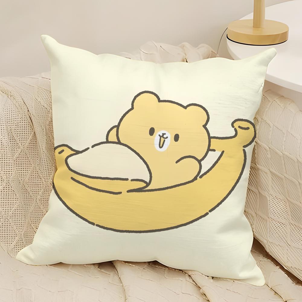 Fashing Sleeping Polar Bear Cartoon Pattern Pillow Case Natural Linen Double-Sided Printing Sofa Home Decor Cushion Cover
