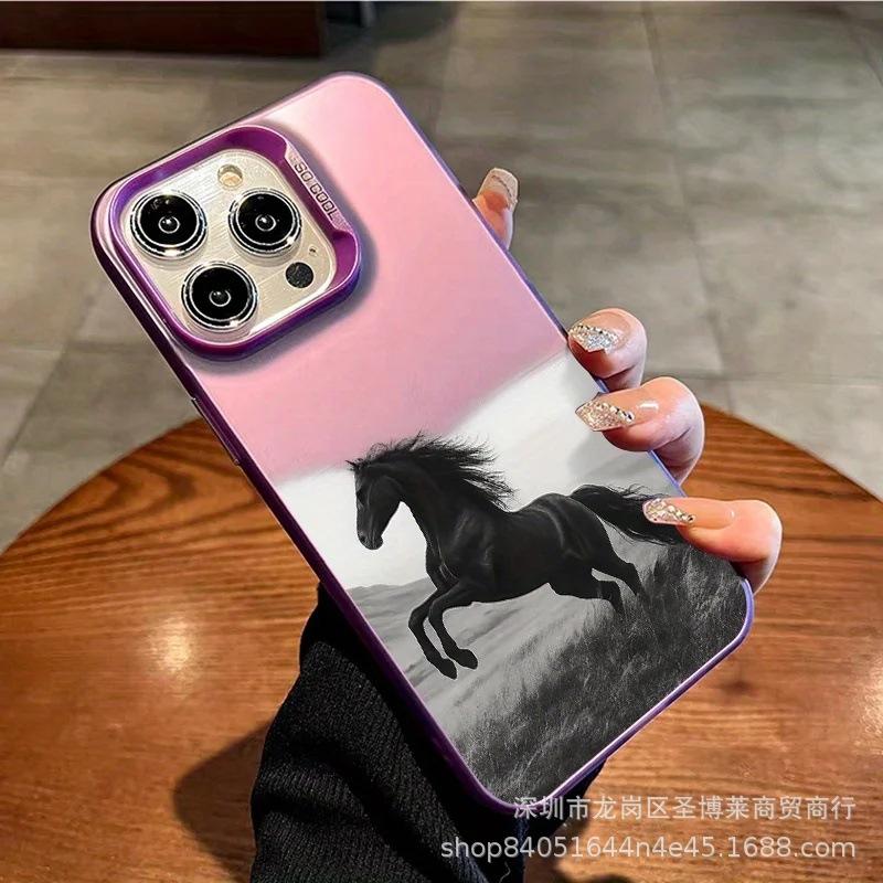 Personalized steed for Apple 15 colored silver iPhone14promax creative 13/11 matte 16 protective case 17