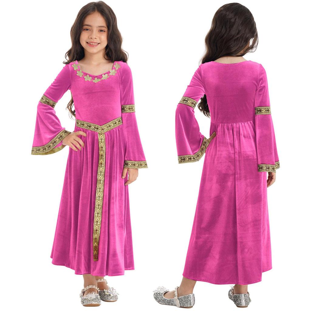 Girls Medieval Princess Costume Renaissance Costume Robe Retro Gown Dress for Halloween Cosplay Dress Up