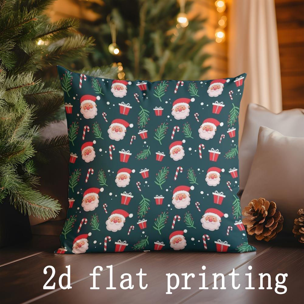 Home Decor Christmas Santa Pattern Pillowcase Suitable For Sofa Bedroom Car Pillow Cover Cushion Rectangular Back Cushion