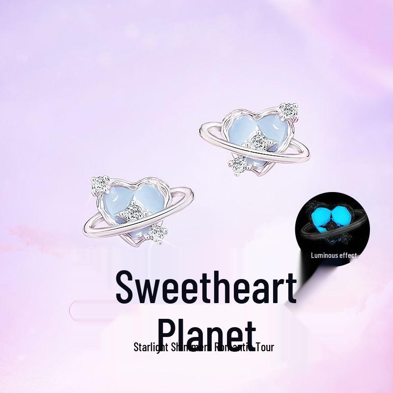 

S925 Sterling Silver Luminous Enamel Heart Bracelet - Women s Luxury Planet Design S925 Sterling Silver