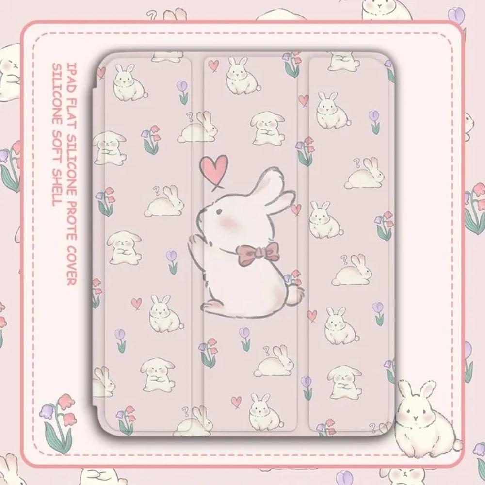 With Pencil Holder Cover for Samsung Tab S7 S8 S9 11 Plus S10 S9 12.4 Inch Pencil Case for Tab A9 8.7" Plus 11" Cartoon Bunny