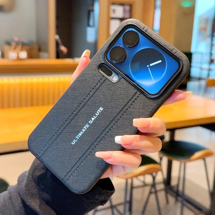 Metal Camera Lens Frame Buttons Vegan Leather Phone Case For Xiaomi 14 Ultra, Shockproof Protective Cover
