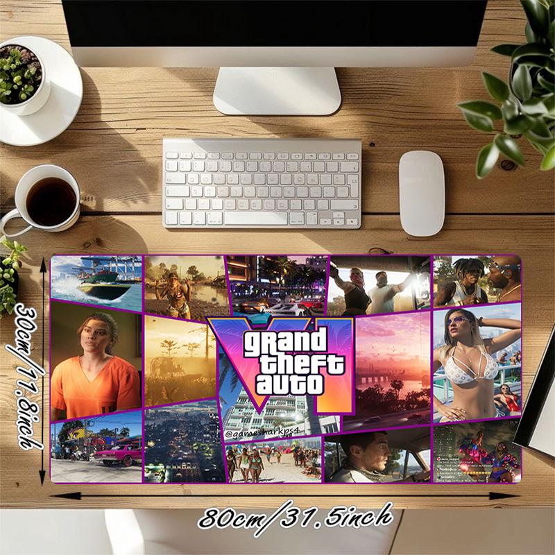 Gta V Xl Gaming Mouse Pad Nonslip Rubber Base Stitched Edge Waterproof Desk Mat For Pc Laptop Gamer Office Computer Accessories C92940