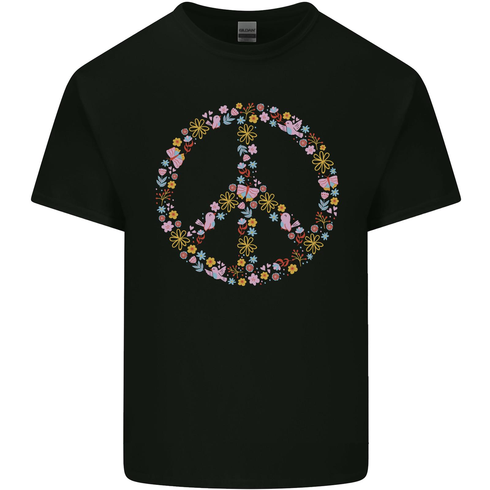 26 Floral Peace Symbol Hippie Love Mens Light Cotton T-Shirt Unisex T-Shirt L
