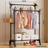 HANDUNYOU Floor Standing Double Rod Garment Rack