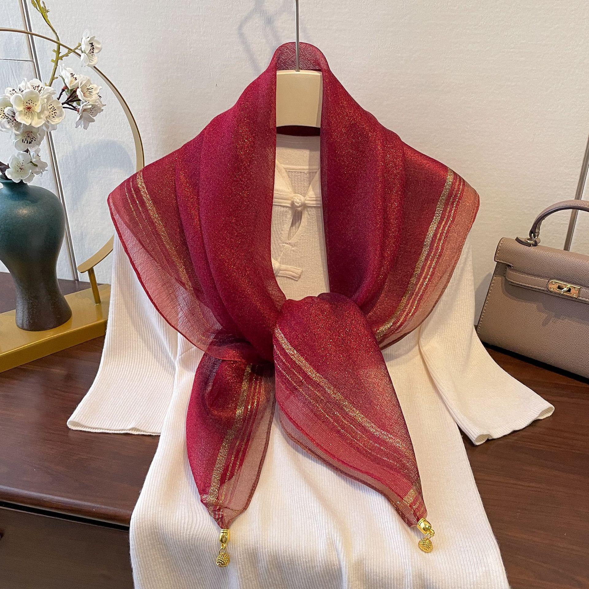 

Новый весенний высококачественный шифоновый шарф с магнитной пряжкой для женщин, модный и модный маленький шарф, тонкий универсальный шарф 90*90cm