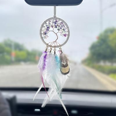 Home Decoration Crystal Stone Car Hanging Tree of Life Car Pendant Crafts Car Interior Decoration
