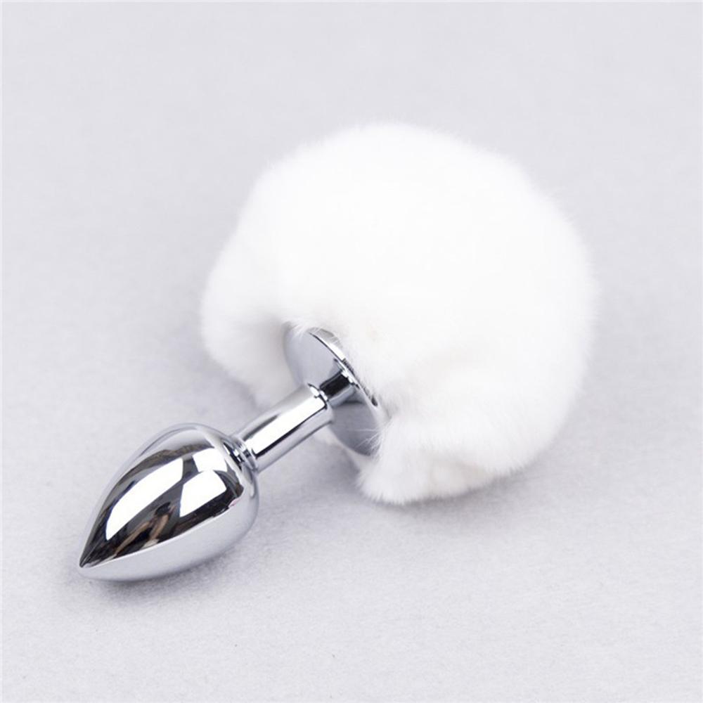 Small Size Metal Rabbit Tail Anal Plug Bunny Butt Plug Stainless Steel Booty Beads Stainless Sex