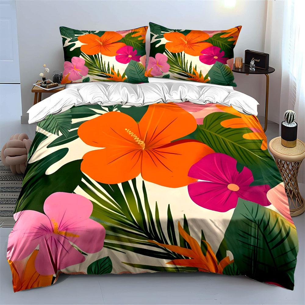 Tropical Floral Three-Piece Set Exquisite Three-Piece Bedding Set Gift For Kids And Adults
