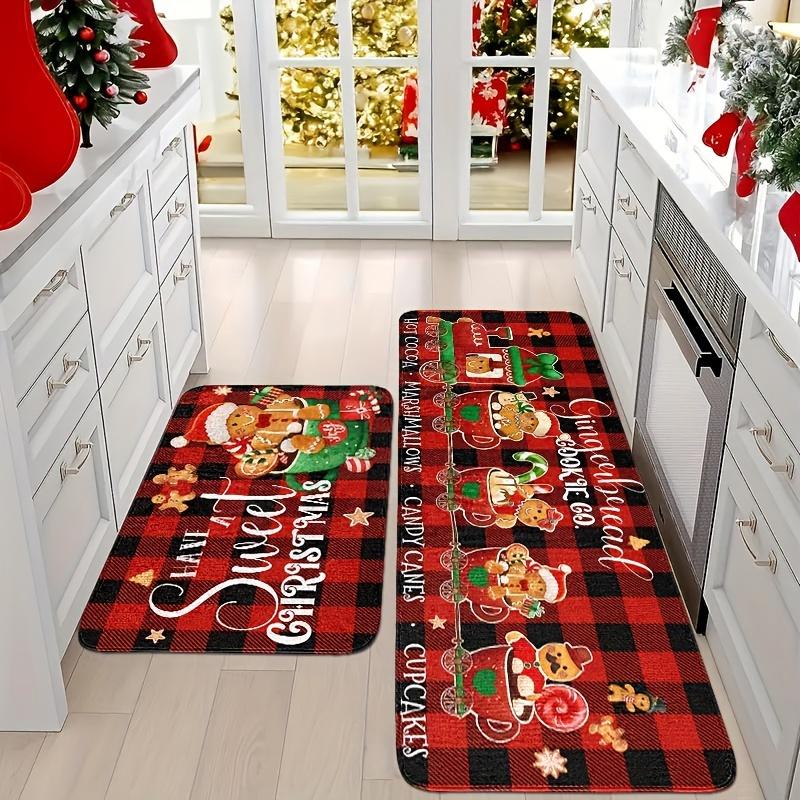 1Pcs Anti Fatigue Kitchen Rugs Christmas Cheer Waterproof Non-Slip Thick Cushioned Kitchen Mat Heavy Duty Comfort Standing Mat for Kitchen
