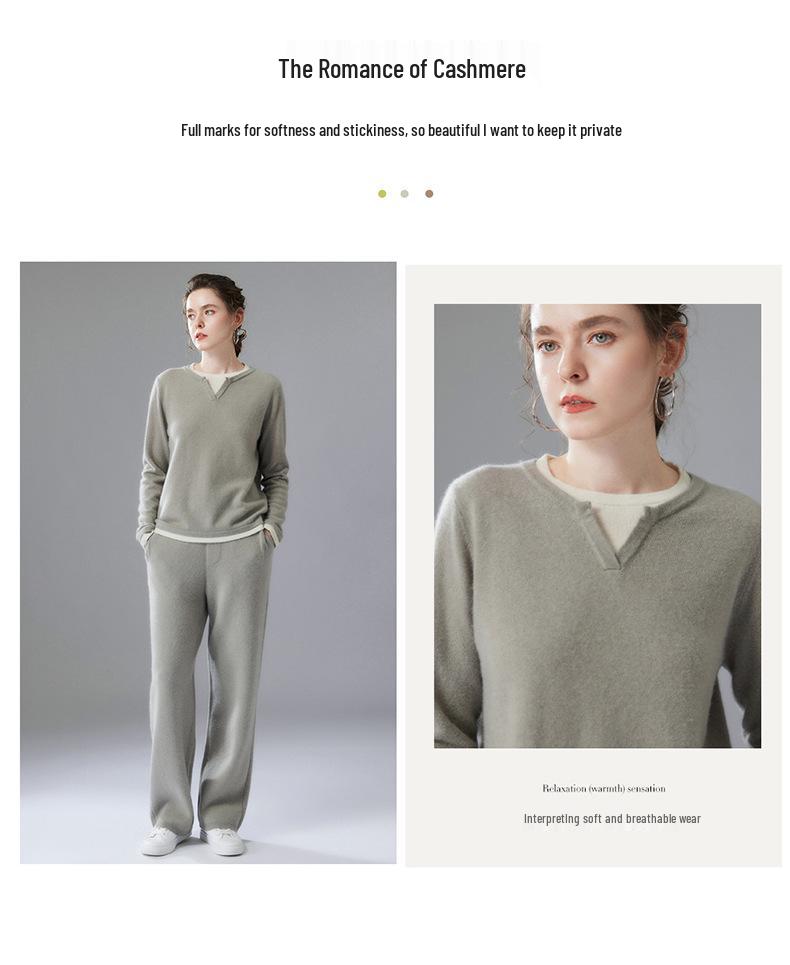Autumn 2025 Sweet Style Color Block Cashmere Sweater - Loose Fit, Slimming, Short & Warm, Fake Two-Piece Design