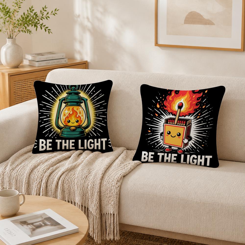 Be The Light Cushion Cover Double-Sided Plush Sofa Cushion Covers Organic Breathable Invisible Zipper