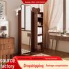 Senfu Retro Full-Length Rotating Mirror with Pegboard and Magazine Rack