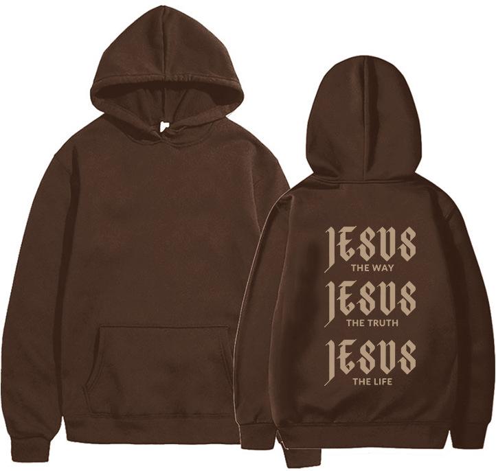 Jesus The Way Новая модная осенне-зимняя толстовка с капюшоном и воротником-стойкой из бархата S коричневый 2198₽