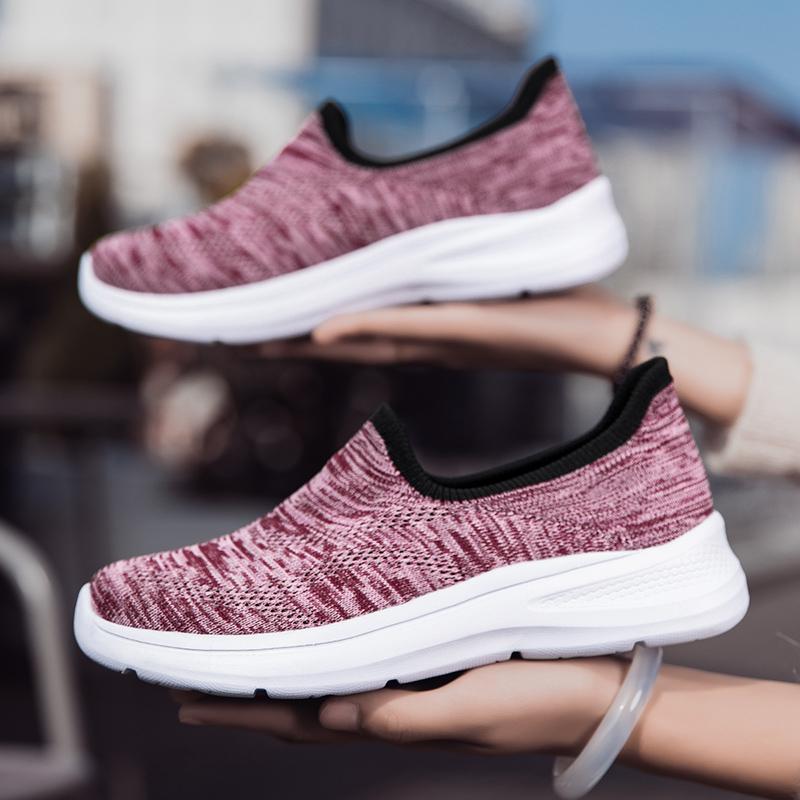 Baskets de printemps pour femmes Confortables Légères Antidérapantes Plates Chaussures de maman Chaussures de course d'extérieur Chaussures de sport décontractées Taille 35-44