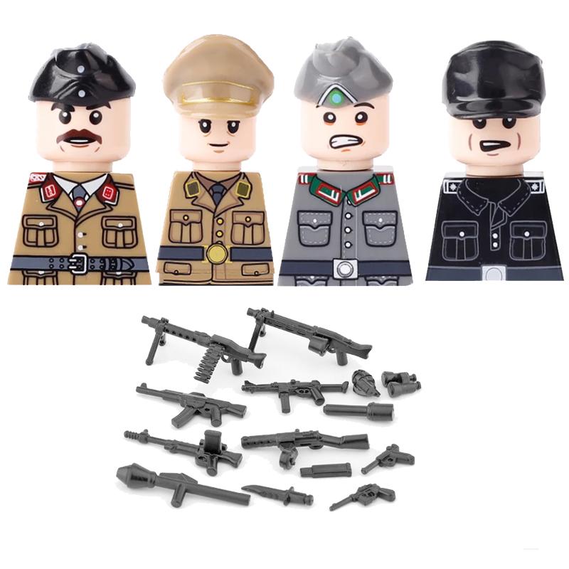 Military Soldier Building Block Figure British US Snow Camouflage Troop MP40 M1A1 Motorcycle Accessories Toys Gift Brick Z02