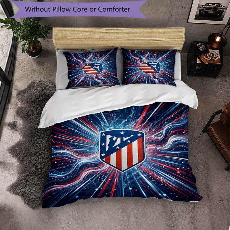Set Lenzuola Atletico Madrid Modello 3 Pezzi Morbida Copripiumino in Microfibra con Federe per Camera da Letto