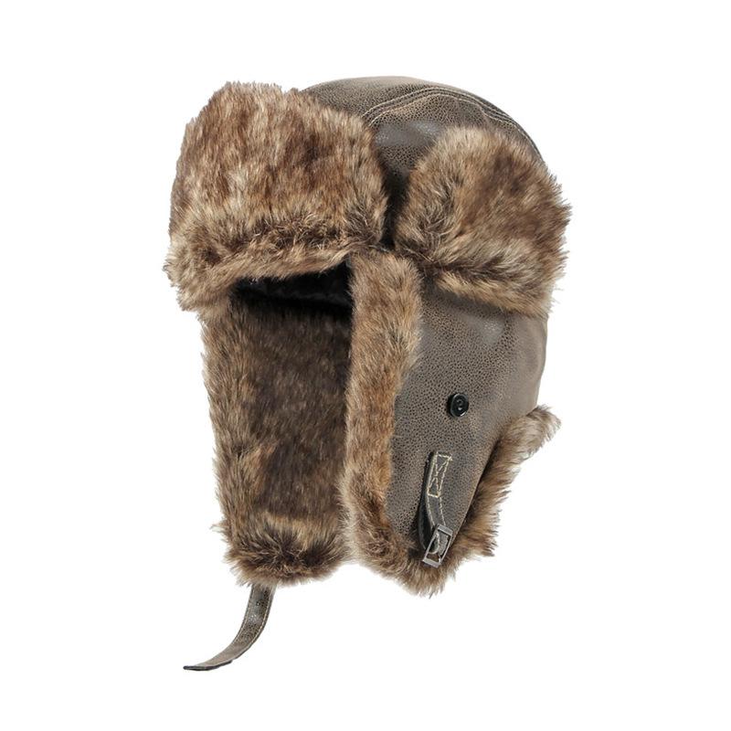 Northeast Hat Herren Herbst und Winter Ohrenschutz Warme Lei Feng Mütze Kunstleder Outdoor Anti-Cycling Mütze Weibliche Pilotenmütze