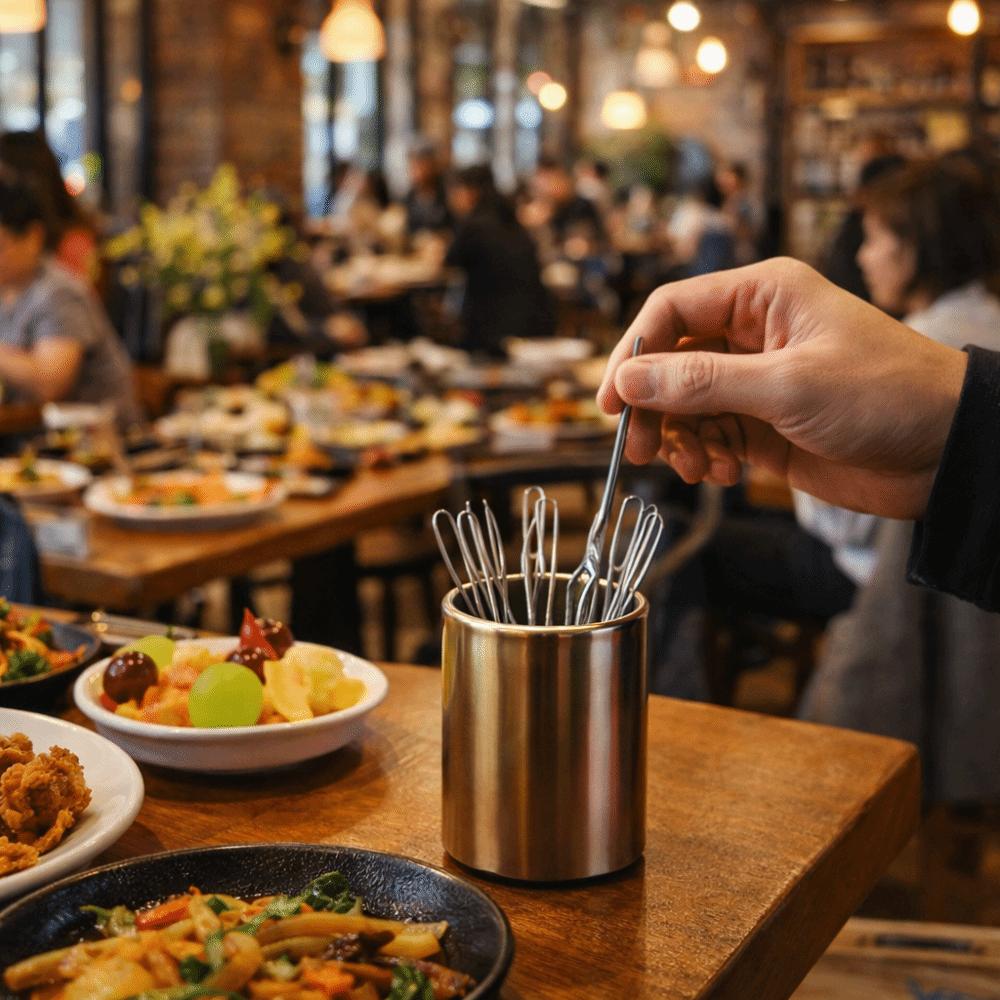 Modern Stainless Steel Fruit Fork Holder Cylinder Durable Toothpick Container Multi-functional Toothpick Jar Holder Gift Idea