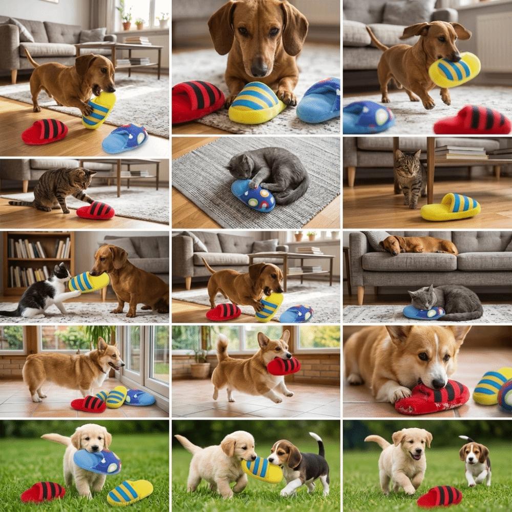 3PCS Long Lasting Plush Squeaky Toy Colorful Stripe Interactive Dog Toy Boredom Relief