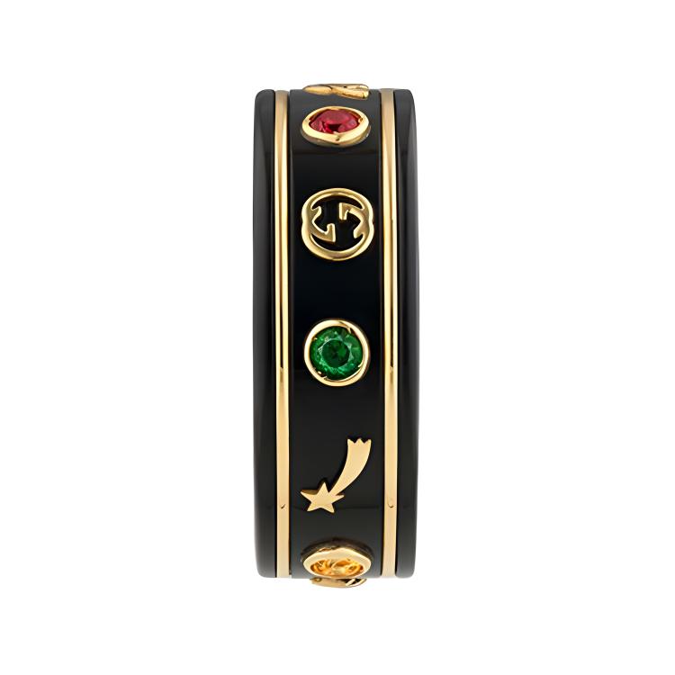 

Gucci Icon Diamond-Studded Gold Fashion Jewelry Shiny Ring Women rings Black YBC527095002 14