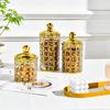 Gold-plated Transparent Plastic Storage Jar Candy Jar Snacks Sealed Jar with Lid Dried Fruit Storage Box Kitchen Storage Tools