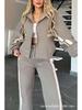 Women's Y2K Striped Zipper Jacket and Pants Sportswear Set - Autumn Collection 2024