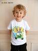 European Style Boys' Round Neck T-Shirt - Summer Creative Print Short Sleeve Top for Kids